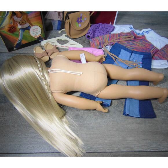 American Girl Doll 18" JULIE IN MEET OUTFIT Purse Hat Book Blonde Brown Eyes BOX - Picture 8 of 12